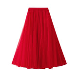 Long Yarn Skirt Half Dress Girl Autumn And Winter High Waist Long Net Yarn Skirt 100 Folding Skirt A Skirt Fairy Dress