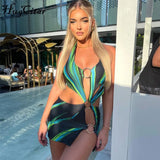 2021 Sleeveless Patchwork Hollow Out Asymmetric Hollow Out Sexy Dress Summer Women Fashion Streetwear Club