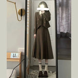Woherb 2024 New Student Temperament, Blazer, Tie, Shirt, Pleated Skirt, Three-Piece Set-Outfit