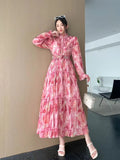 New Wooden Ear To The Waist Of The Thin Waist Goddess Vacation Seaside Long Dress 100 Folded Chiffon