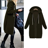 Women's Long Hoodies Casual Pockets Zipper Sweatshirt Plus Size Long Sleeve Female Hooded Jacket Outerwear Sudadera