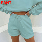 Print Women 2 Piece Set Long Sleeve Sweatshirt Sweatshorts Loose Casual Tracksuit Loungewear 2021 Autumn