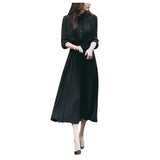 Plus Size Dress Loose Solid V-Neck Dress Women Long Sleeve Pleated Party Dresses Elegant Sashes Ladies Dresses ropa
