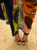 Kliou Mesh Aesthetic Print Skirts Women Stunning Sexy Irregular Shape Unique Style Side Lace Clothing Clubwear Female