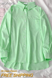 Spring Summer 2023 Women Fashion Tunic Chemise Oversize Femme Macaron Shirt for Women Office Blouse Korean Style Women-Outfit