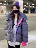 Winter Woman Coat Keep Warm Parkas Fashion Wide-waisted Warm White Hooded Loose Jacket Oversize Coat Cotton Jacket Top-Outfit