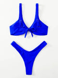 Solid Tie Sexy Bikinis Push Up Bikini 2021 Newest Padded Bra High Leg Bandage Swimsuit Female Swimwear Women