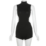 Summer Fashion Trend Women's New Round Collar Hollow Repair Body Pick-Up Full-Body Jump-Up Band