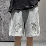 2022 Summer Men Shorts Black Pants High Waist Goth Punk Casual Baggy Sweatshorts Streetwear Y2k Elastic Waist Cargo Male