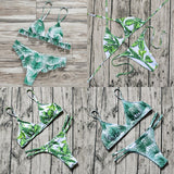 Sexy Swimsuit Female Bikini 2019 New Arrival Beach Leaf Print Patchwork Low Waist Swimwear Women Brazilian