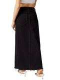 Fashion Woman Loose Slit Straight Leg Denim Skirt-Outfit
