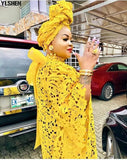 Lace Africa Dress African Dresses for Women African Clothes 2023 Dashiki Organza Bow Taditional Boubou Robe Africaine Femme-Outfit