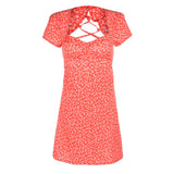 hirigin Fashion Women Short Sleeve Wrap Boho Floral Mini Dress Ladies Summer Holiday Party Sundress Female