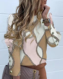 Women Metal Button Long Sleeve Shirts Ladies Casual O-Neck Solid Print Blouses Plus Size XXXL Fall European
