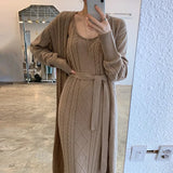 Autumn Sweater Dress Woman Korean Chic Elegant Argyle Knitting Dress Female Korean Khaki Knit Dresses Woman