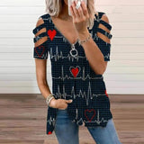 Blouses Shirts Pullover Blusa Hollow-Out Women Elegant Summer Fashion Tops Loose V_Neck 2021 Tee