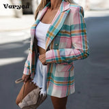 New Fashion Plaid Blazer Women Spring-Autumn Vintage Tweed Suits Jackets Chic Office Ladies Slim Outerwear Tops