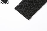 Kliou Flocking Mesh Jumpsuit Inclined Shoulder Leopard Style Patchwork One Piece Clothing Sexy Midnight Clubwear Female