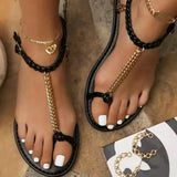 Summer Sexy Trend Women Sandals Metal Chain Narrow Band Cross Tied Flat Heel Fashion Ladies Shoes Female Casual Wedding