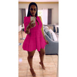 hirigin Solid Ruffles Shirt Dress Women Streetwear Half Sleeve Buttons Up High Waist Mini Dress Summer Casual Party