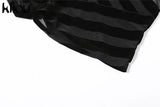 Kliou Mesh Patchwork Two Piece Set Women Sexy Solid Deep V-Neck Crop Tops+ See Through High Waist Skinny Female Matching