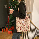 New Retro Women's Shoulder Bag Simple Solid Color Small Fresh Canvas Bag Literary Women's Buckle Tote Bag Large Capacity