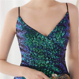 Formal Sequins Strap Slit Mermaid Evening