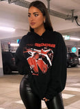 Autumn Character Print Black Pullover Hoodie