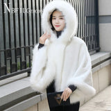 Mink Fleece Short Style Women Capes Hooded Female