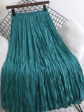 High Waist Solid Color Pleated Skirts Women's Mid-length Casual Skirt For Spring Summer QT1814-Outfit