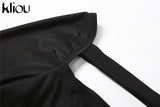 Kliou Sheath Concise Jumpsuit Women Herfst Unique Truncated Mesh See Through One Pieces Slim Simple Casual Female