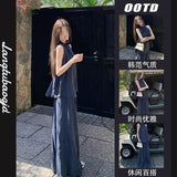 Super Fire Summer Dress A Complete Set Of Korean Senior Sense Age-Reduction Sports Leisure Sleeveless Top Leg Pants Two