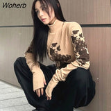 Long Sleeve T-shirts Women Casual Print Retro Chinese Style Elegant Autumn Tops Ropa Mujer Y2k Clothes Harajuku Slim-Outfit