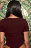 Sexy Keyhole Round Neck Short Sleeve Slim Bodysuit 703-1-Outfit