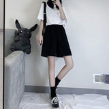 Women Black Ulzzang Trendy Ins New Arrival Summer All-match Simple Feminine Couple Unisex Leisure Trouser Popular Student-Outfit