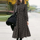 Casual Long Sleeve Floral Printed Long Dress ZANZEA Vintage Women Loose Holiday Vestido Bohemian Party Midi Sundress