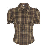 Design Style Buckle Shirt 2025 Summer Babes Ancient Early Slimming Leisure New