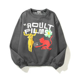 West Letter Foam Fleece Sweatshirt Mens and Womens Fleece Oversize Casual Hoodies Harajuku High Street Couple