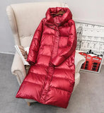 Natural Raccoon Fur Collar Hooded Winter Down Jacket Women 90% White Duck Down Thick Warm Park Female Long Snow