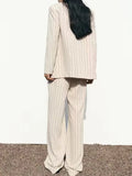 2023 Women Summer Pant Suits 2 pieces sets Casual Striped Blazers Coats and Trousers Female Elegant OL Suit Clothing-Outfit