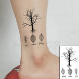 Tattoo Sticker Pine Tree Christmas Plant Black Hand Body Art Water Transfer Temporary Fake Tatto Flash Tatoo for Kid Girl