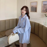 Oversized Blue Shirts Womens Spring Autumn Blouses Fashion OL Blusa Tops Casual Solid Long Sleeve White Shirt Oversize-Outfit