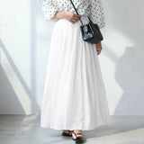 Women Casual 7 Color Cotton A-line Skirt Lazy Elastic Waist Big Swing Solid Color Long Skirt For Spring Summer QT2057-Outfit