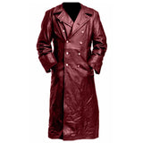 Leather High Waist Fashion Casual Men Long Sleeve Trench Coat Solid Color Medival Coat-Outfit