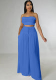 Casual Crop Top And Loose Pant Two Piece