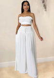 Casual Crop Top And Loose Pant Two Piece