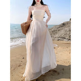 / Summer 2023 New Pure Color Pleated New Chinese Style Atmosphere Temperament Elegant Waist Sling Skirt-Outfit
