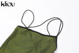 Kliou Mesh Halter Tie Up Baddie Dresses For Women 2021 Summer Casual Street Style Sexy Backless Sleeveless Mini Dress Female