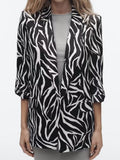 2023 Women Summer Blazers Suit Coats Fashion Roll up Sleeve Loose Female Elegant Street Blazer Outerwear Clothing-Outfit