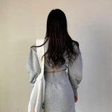 2022 New Fashion Women Solid Grey Sexy Blackless Dresses Elegant Female Long Sleeves Causal Party Club Dresses Female
